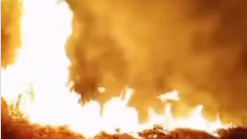 Incêndio é registrado no Km 25 do Projeto Maria Tereza durante a madrugada desta quinta feira (1)