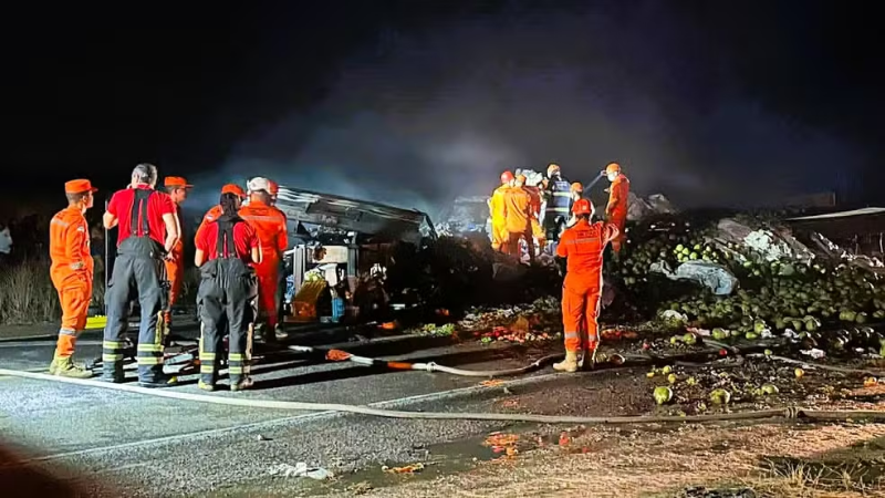 Motorista morre carbonizado após acidente entre caminhões na BR-316, no Sertão de Pernambuco