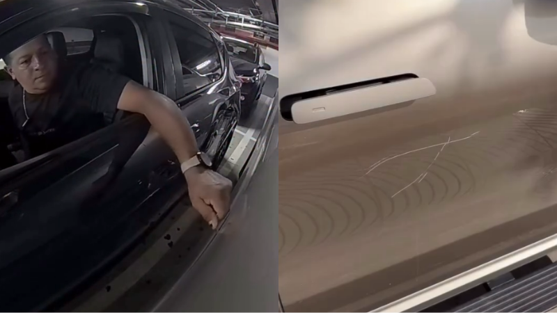 Proprietários divulgam vídeo após carro ser riscado em estacionamento