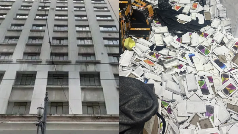 PF apreende centenas de iPhones e outras mercadorias em prédio de 12 andares em SP